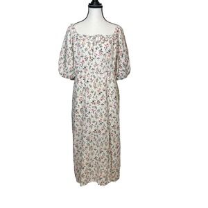 Old‎ Navy Floral Midi Dress Smocked Tie Cottagecore Feminine Romantic Size L